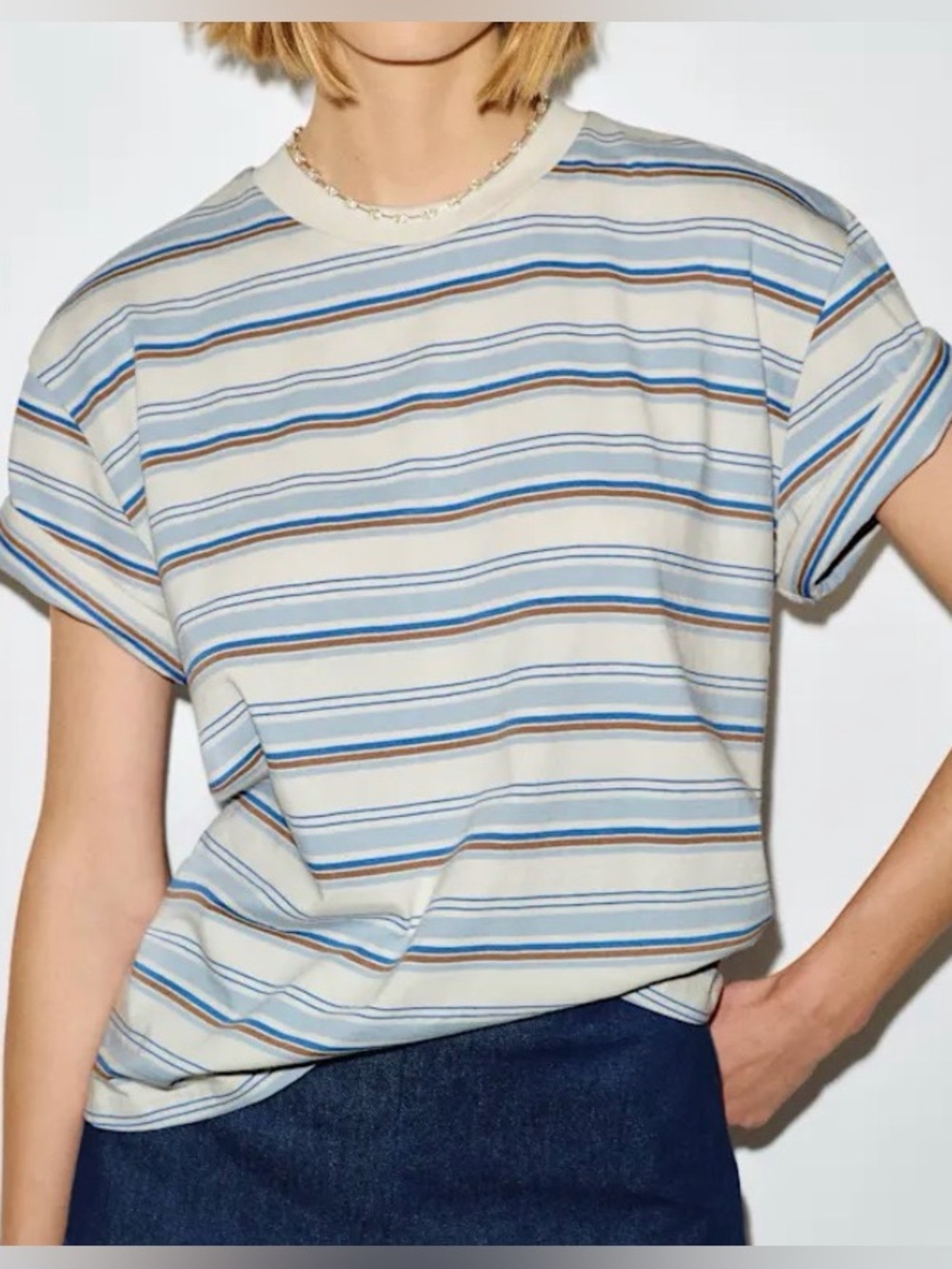 Reformation Rowan Striped Crew Short Sleeve Tee